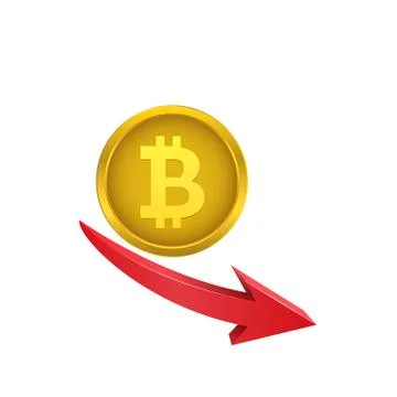 Bitcoin symbol with red arrow Stock Illustration