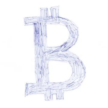 Bitcoin symbol scrawl drawing Stock Illustration