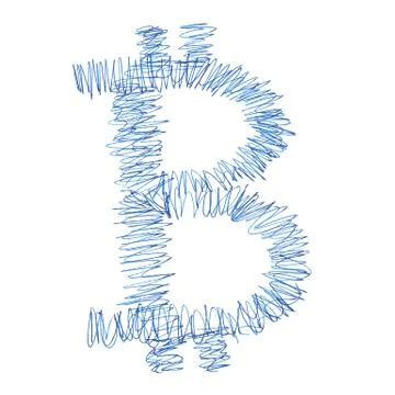 Bitcoin symbol scribble drawing Stock Illustration