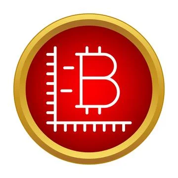 Bitcoin symbol on trading graph in red button Stock Illustration