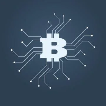 Bitcoin symbol vector icon illustration. Digital currency concept with data Stock Illustration