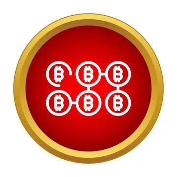 Bitcoin symbols connecting in blockchain network icon Stock Illustration