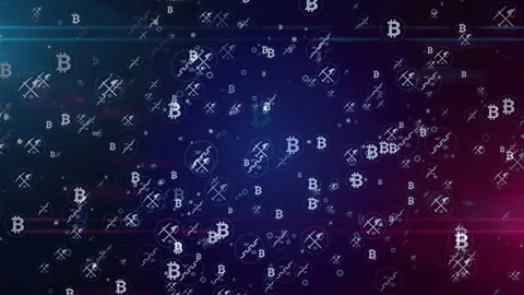 Bitcoin symbols digital loopable background Video stock 125441407