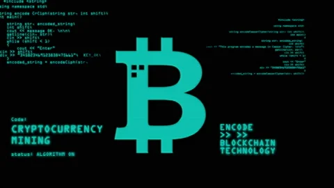 Bitcoin symbols digital screen 動画素材 125237419