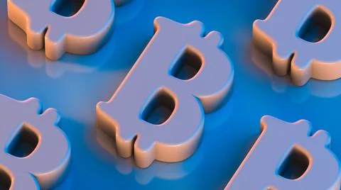 Bitcoin symbols on the surface Stock Photos