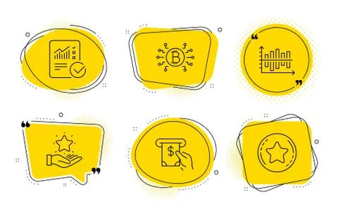 Bitcoin system, Diagram chart and Loyalty program icons set. Vector 스톡 일러스트