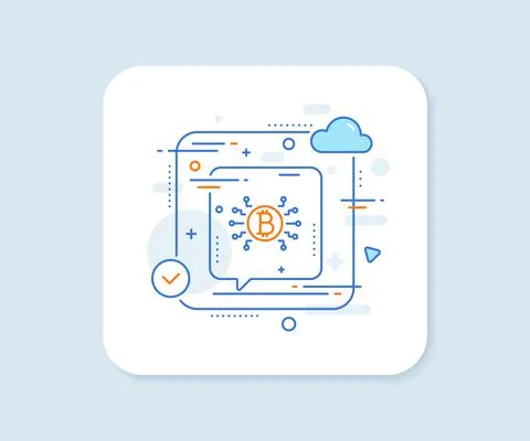 Bitcoin system line icon. Cryptocurrency scheme sign. Vector Stock Illustration