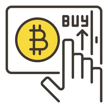 Bitcoin on Tablet Screen vector Crypto Trading colored icon or logo element Illustrazione stock