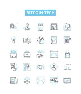 Bitcoin tech vector line icons set. Bitcoin, Tech, Blockchain, Cryptocurrency イラスト素材