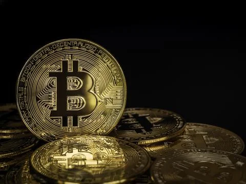 Bitcoin technology background. Stock Photos