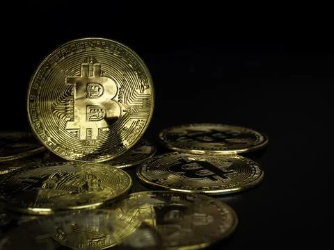 Bitcoin technology background. Stock Photos
