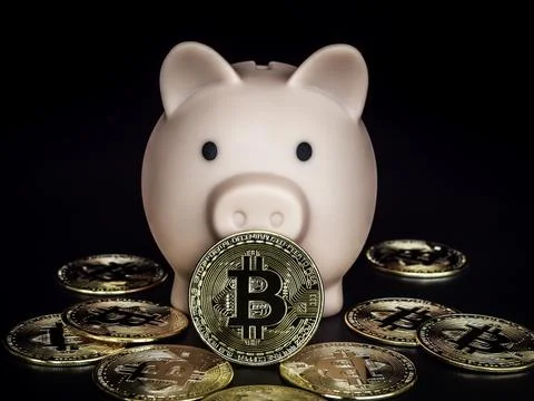 Bitcoin technology banner. Stock Photos