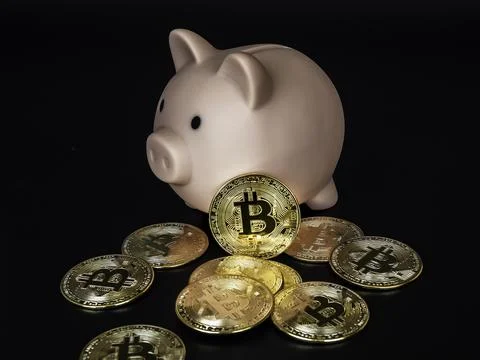 Bitcoin technology banner. Stock Photos