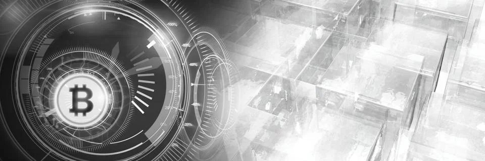 Bitcoin technology information interface transition 스톡 일러스트