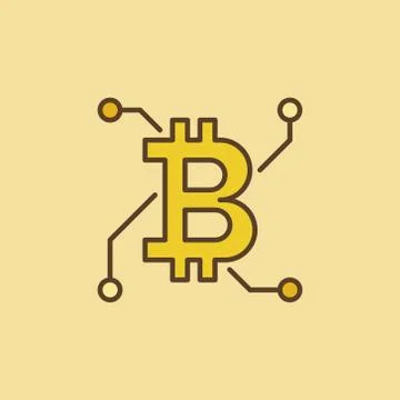 Bitcoin technology vector colorful logo or icon Illustrazione stock