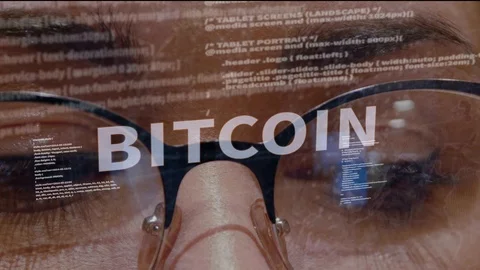 Bitcoin text on background of developer Stock Footage 105659267