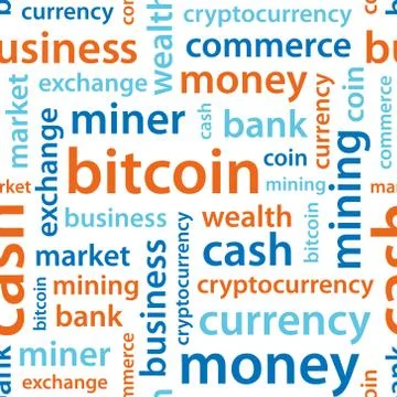 Bitcoin text seamless pattern Stock Illustration
