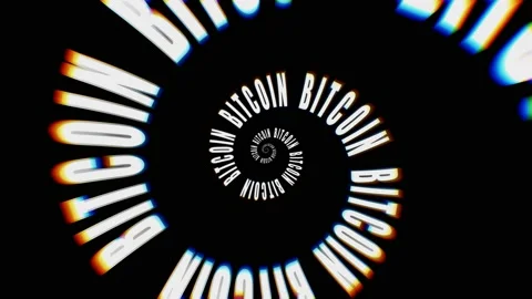 Bitcoin text spiral. Seamless cgi animation swirl of cryptocurrency. Virtual Vidéo 156863962