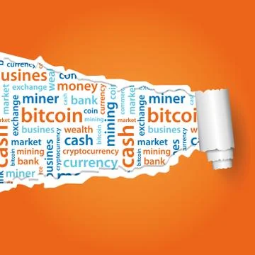 Bitcoin text under paper Stock Illustration