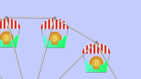 A bitcoin theme park animation, a Ferris wheel Stock Footage 299819023