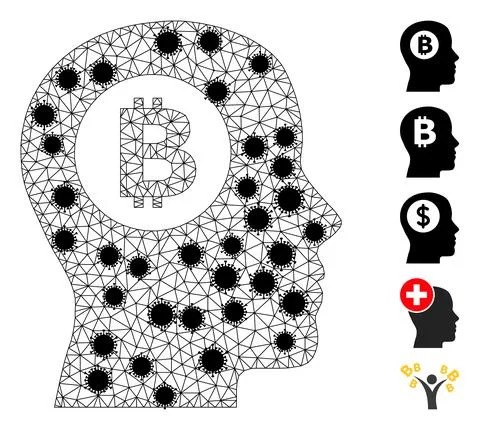 Bitcoin Thinking Carcass Mesh Icon with Infectious Items イラスト素材