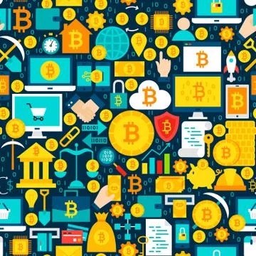 Bitcoin Tile Pattern Stock Illustration