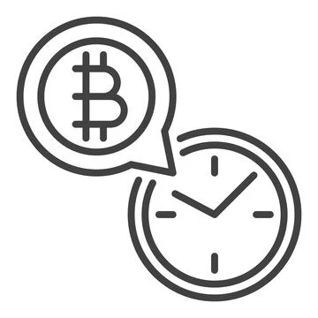 Bitcoin Time vector Cryptocurrency Clock outline icon or symbol Illustrazione stock