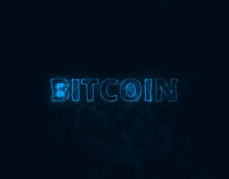 Bitcoin title with plexus effect. Connected lines with dots. Lines title plexus Stock Illustration