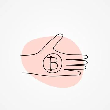 Bitcoin token on the hand - vector illustration Stock Illustration