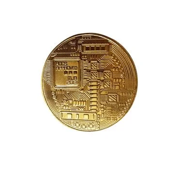 Bitcoin token isolated on white background. Reverse side of a coin Stock Illustration
