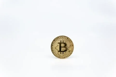 Bitcoin token isolated on white background. Stock Photos