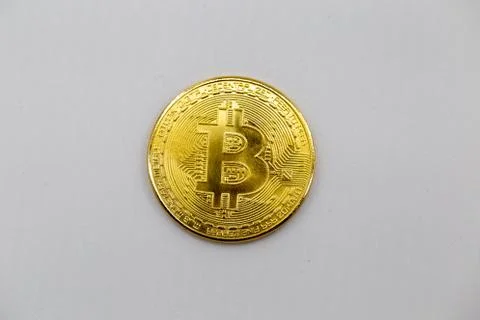 Bitcoin token isolated on white background. Stock Photos