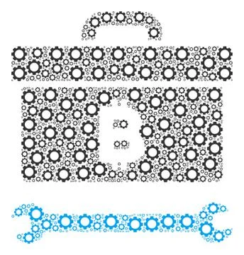 Bitcoin Toolbox Composition of Cogs Stock Illustration