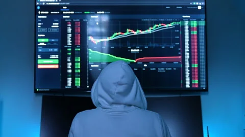Bitcoin Trader in his office Stock Footage 146192261