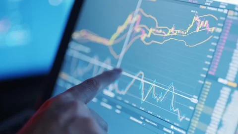 Bitcoin trading on a computer Stock Footage 107078456