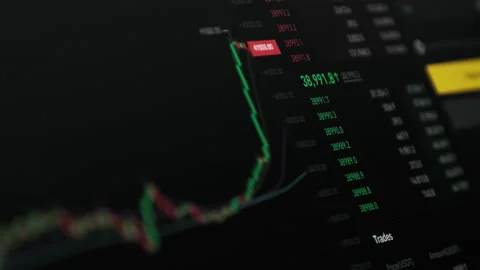 Bitcoin Trading with Price Evolution, Cryptocurrency Exchange Chart Online Stock Footage 171820670