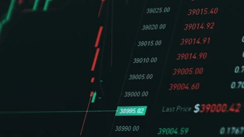 Bitcoin Trading with Price Evolution, Cryptocurrency Exchange Chart Online Stock Footage 171824683