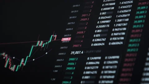 Bitcoin Trading with Price Evolution, Cryptocurrency Exchange Chart Online Stock Footage 171826380