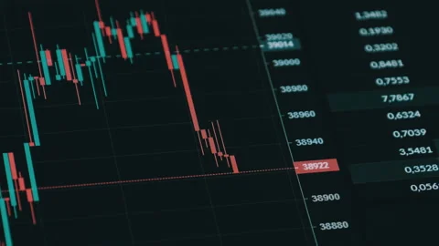 Bitcoin Trading with Price Evolution, Cryptocurrency Exchange Chart Online Stock Footage 171826872