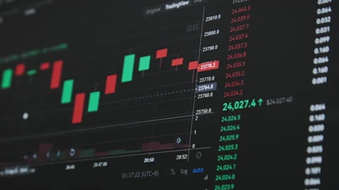 Bitcoin Trading with Price Evolution, Cryptocurrency Exchange Chart Online Stock Footage 209161394