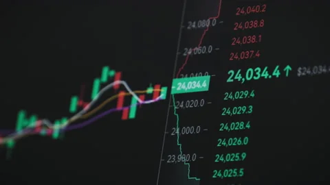 Bitcoin Trading with Price Evolution, Cryptocurrency Exchange Chart Online Stock Footage 210945566