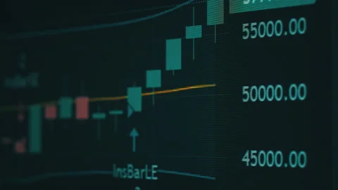 Bitcoin Trading with Price Evolution, Cryptocurrency Exchange Chart Online Stock Footage 230996660