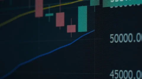 Bitcoin Trading With Price Evolution, Cryptocurrency Exchange Chart Stock Footage 231791205