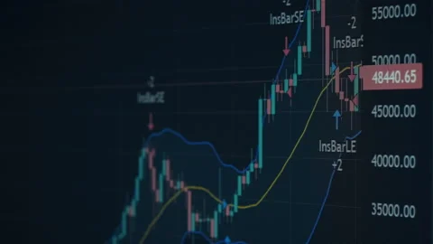 Bitcoin Trading With Price Evolution, Cryptocurrency Exchange Chart Stock Footage 233631839