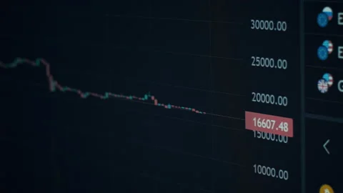 Bitcoin Trading with Price Evolution, Cryptocurrency Exchange Chart Online Stock Footage 236861395