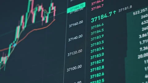 Bitcoin Trading with Price Evolution Stock Footage 255602404