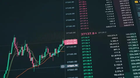 Bitcoin Trading with Price Evolution Stock Footage 256580297
