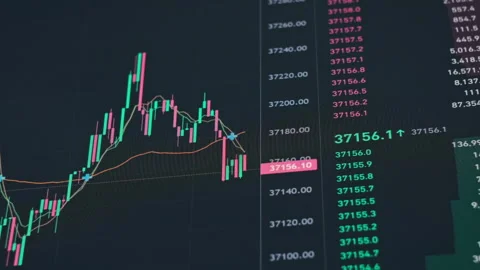 Bitcoin Trading with Price Evolution Stock Footage 257772849
