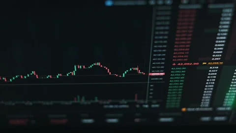 Bitcoin Trading with Price Evolution Stock Footage 259631374