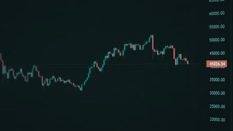 Bitcoin Trading With Price Evolution, Graph of Crypto Trading Online on Screen Stock Footage 236673211